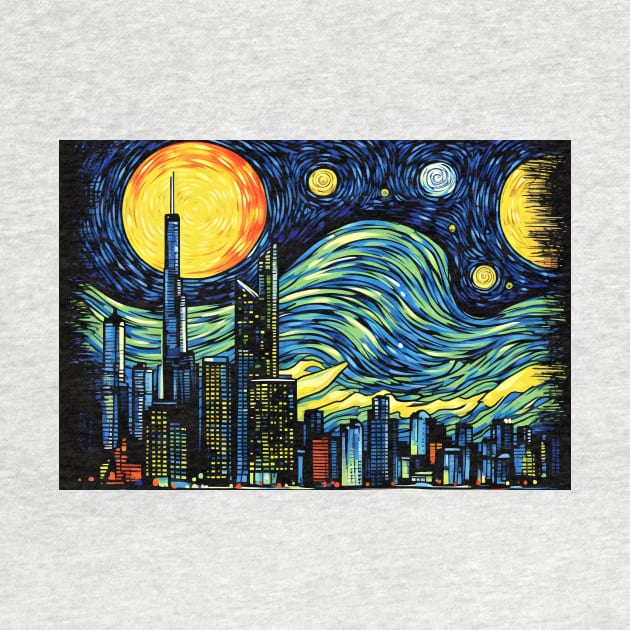 Dallas Texas Skyline Rhapsody Skyline by Artwear Cafe